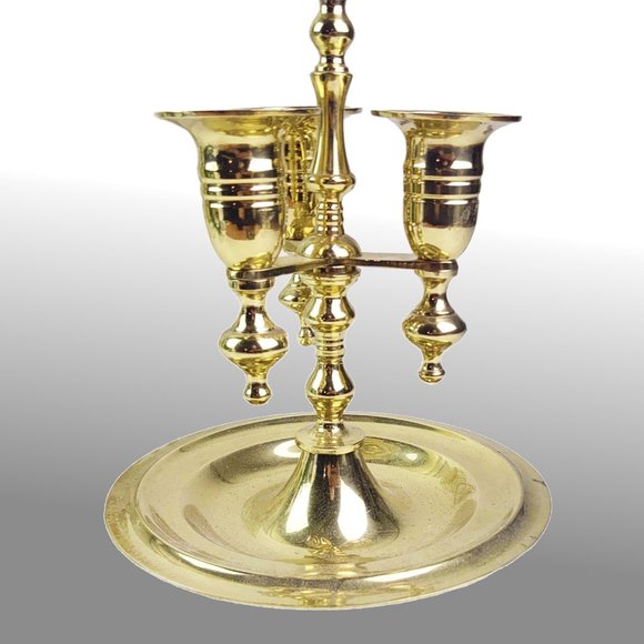 Vintage MCM Heavy Solid Brass Candelabra -m3 Candleholders and drip Tray - Picture 4 of 15